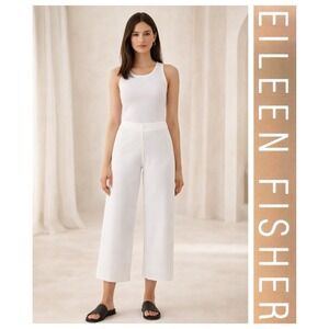 Eileen Fisher White Stretch Crepe Wide Leg Ankle Pants Quiet Luxury XL NWT $178
